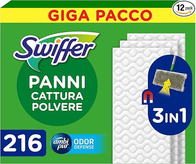 Swiffer Panni Cattura Polvere 216 pezzi: oggi su Amazon con il 45% di sconto nel Giga Formato