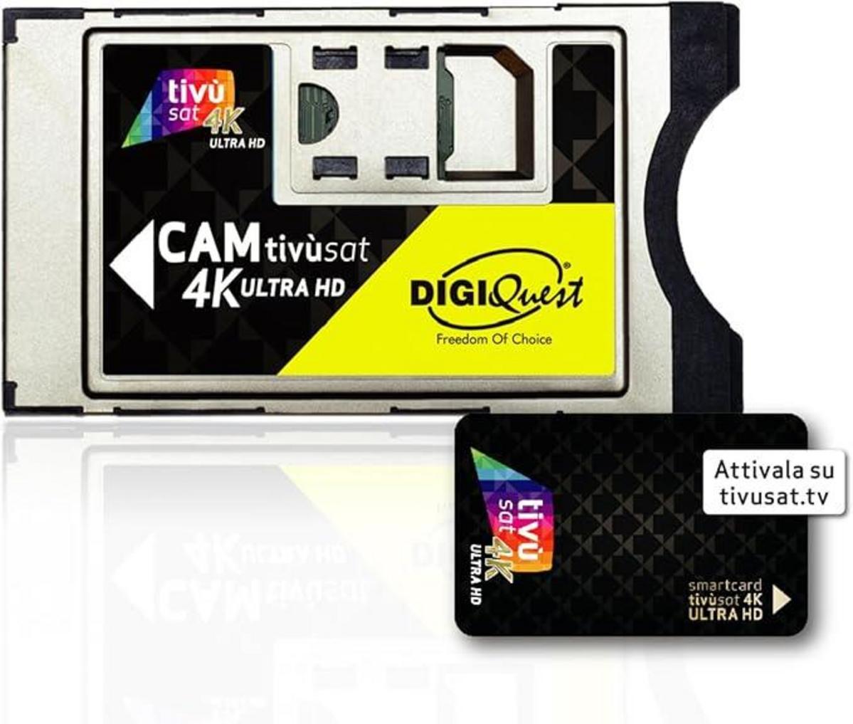 DIGIQUEST CAM Tivùsat 4K Ultra HD in sconto su Amazon: canali satellitari senza abbonamento a prezzo ribassato